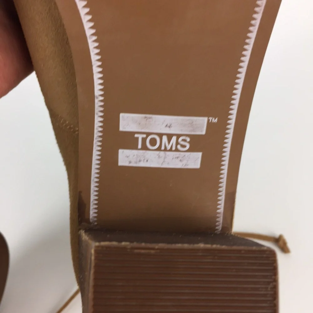 Toms Mila Toffee Suede Leather Ankle Wrap Bootie 8.5